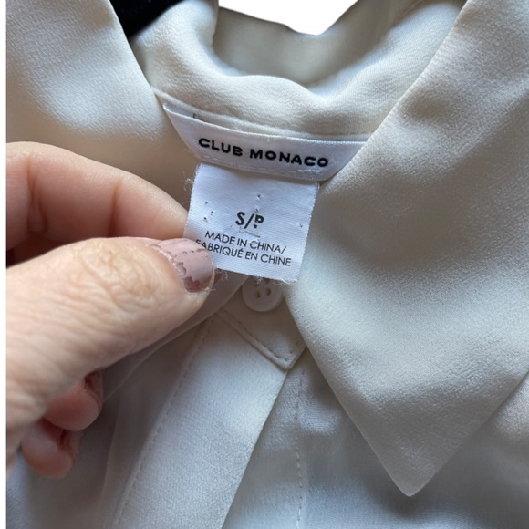 Club Monaco Terek Top Cream Ivory 100% Silk Sleeveless Tie Front‎ Blouse - Picture 6 of 11